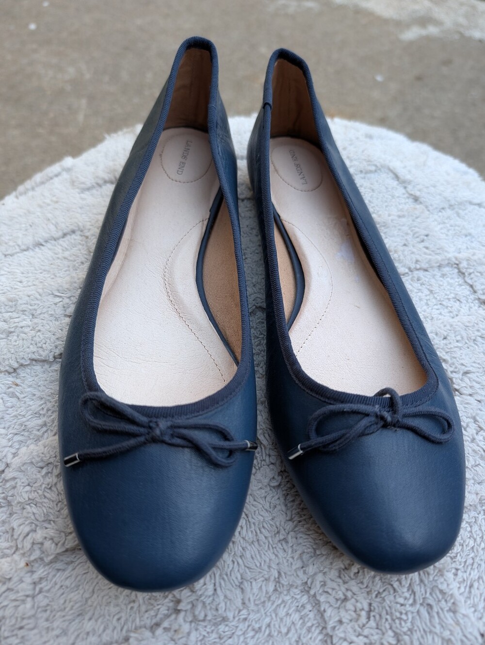 Lands' End Navy Blue Leather Flats Shoes Size 11B